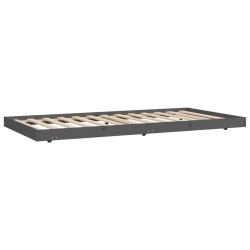 Cadre de lit sans matelas gris 90x200 cm bois de pin massif 