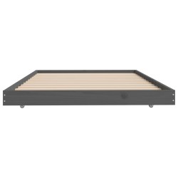 Cadre de lit sans matelas gris 90x200 cm bois de pin massif 