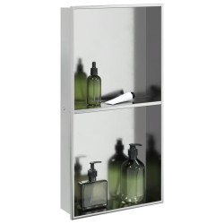 Niche de douche argenté brossé 32x62x9 cm acier inoxydable 