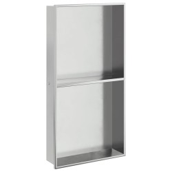 Niche de douche argenté brossé 32x62x9 cm acier inoxydable 