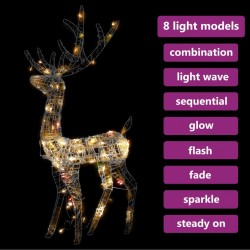 Renne de décoration de Noël Acrylique 140 LED colorées 120 cm 