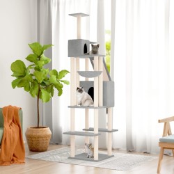 Arbre à chat avec griffoirs en sisal Gris clair 201 cm 