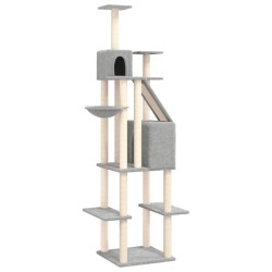 Arbre à chat avec griffoirs en sisal Gris clair 201 cm 