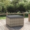 Repose-pied de jardin et coussin Gris 55x55x30cm Résine tressée 