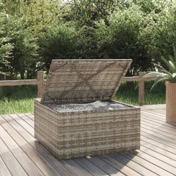 Repose-pied de jardin et coussin Gris 55x55x30cm Résine tressée 