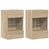 Meubles TV muraux lumières LED 2 pcs chêne sonoma 40x30x60,5 cm 
