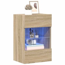 Meubles TV muraux lumières LED 2 pcs chêne sonoma 40x30x60,5 cm 