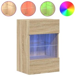 Meubles TV muraux lumières LED 2 pcs chêne sonoma 40x30x60,5 cm 
