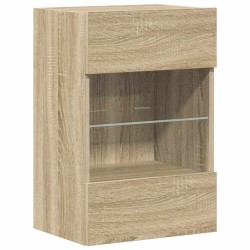 Meubles TV muraux lumières LED 2 pcs chêne sonoma 40x30x60,5 cm 