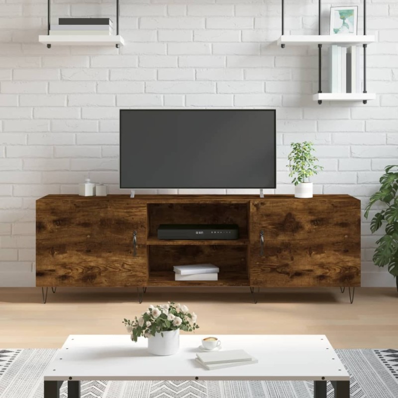 Meuble TV chêne fumé 150x30x50 cm bois d'ingénierie Meuble TV chêne fumé 150x30x50 cm bois d'ingénierie