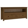 Meuble TV Marron miel 114x35x52 cm Bois de pin massif 