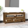 Meuble TV Marron miel 114x35x52 cm Bois de pin massif 