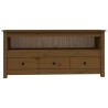 Meuble TV Marron miel 114x35x52 cm Bois de pin massif 