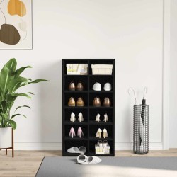 Étagère à chaussures chêne noir 54x34x100,5 cm bois ingénierie 