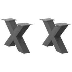 Pieds de table basse en forme de X 2 pièces Anthracite 60 x (30-31) cm Acier 