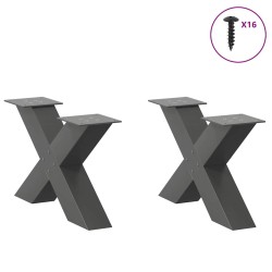 Pieds de table basse en forme de X 2 pièces Anthracite 60 x (30-31) cm Acier 