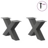 Pieds de table basse en forme de X 2 pièces Anthracite 60 x (30-31) cm Acier 