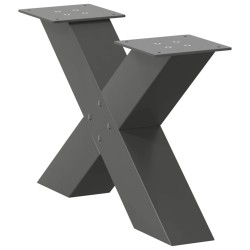 Pieds de table basse en forme de X 2 pièces Anthracite 60 x (30-31) cm Acier 