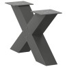Pieds de table basse en forme de X 2 pièces Anthracite 60 x (30-31) cm Acier 