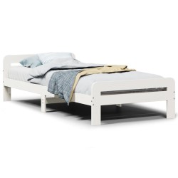 Cadre de lit sans matelas blanc 100x200 cm bois de pin massif 