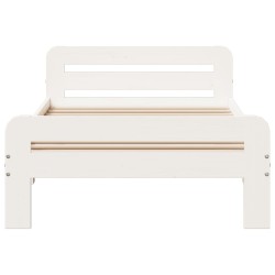 Cadre de lit sans matelas blanc 100x200 cm bois de pin massif 