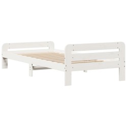 Cadre de lit sans matelas blanc 100x200 cm bois de pin massif 