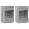 Meubles TV muraux et lumières LED 2pcs sonoma gris 40x30x60,5cm 