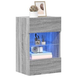 Meubles TV muraux et lumières LED 2pcs sonoma gris 40x30x60,5cm 