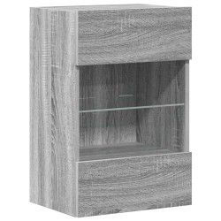 Meubles TV muraux et lumières LED 2pcs sonoma gris 40x30x60,5cm 