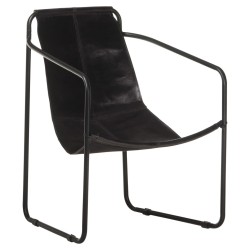 Fauteuil de relaxation noir cuir véritable 