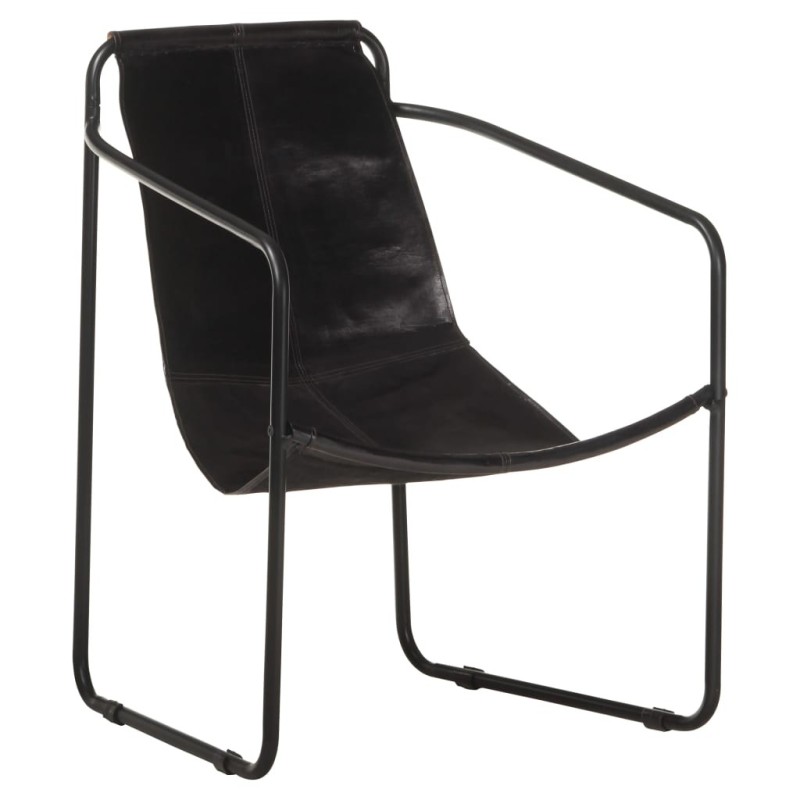 Fauteuil de relaxation noir cuir véritable Fauteuil de relaxation noir cuir véritable