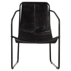 Fauteuil de relaxation noir cuir véritable 