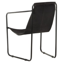 Fauteuil de relaxation noir cuir véritable 