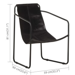 Fauteuil de relaxation noir cuir véritable 