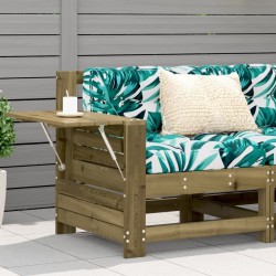 Canapé de jardin accoudoir avec table d'appoint pin imprégné 
