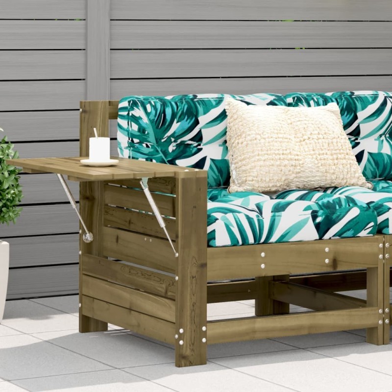 Canapé de jardin accoudoir avec table d'appoint pin imprégné 
