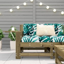 Canapé de jardin accoudoir avec table d'appoint pin imprégné 