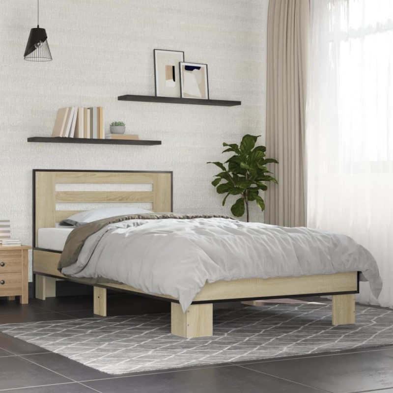 Cadre de lit sans matelas chêne sonoma 90x200 cm 