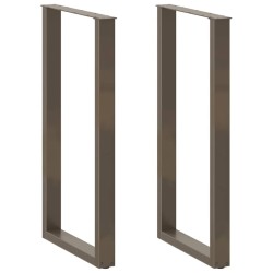 Pieds de table de bar en forme de U, 2 pièces, acier naturel, 60 x (110-111) cm 