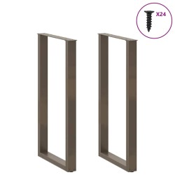 Pieds de table de bar en forme de U, 2 pièces, acier naturel, 60 x (110-111) cm 