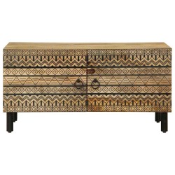 Table basse noir 80x50x40 cm bois de manguier massif brut 