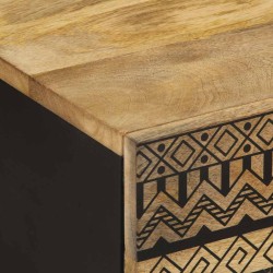 Table basse noir 80x50x40 cm bois de manguier massif brut 