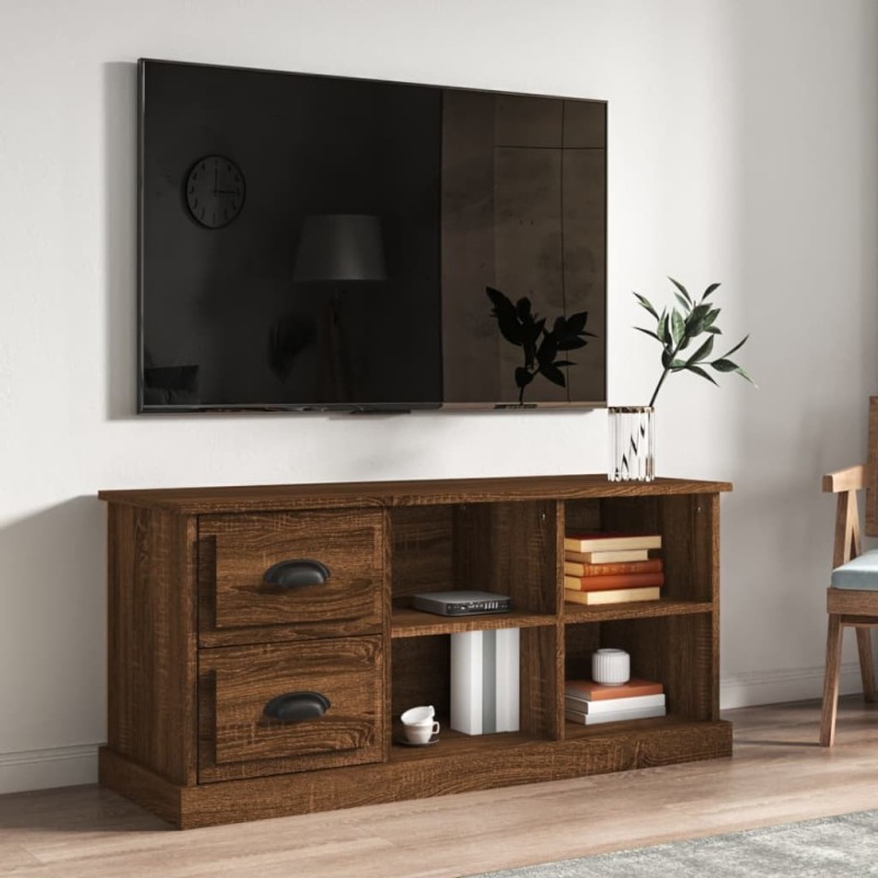 Meuble TV chêne marron 102x35,5x47,5 cm bois d'ingénierie 