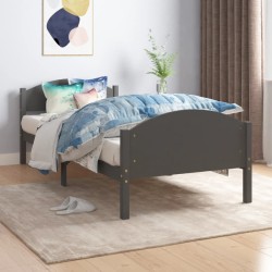 Cadre de lit sans matelas gris foncé bois pin massif 90x200cm 
