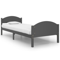Cadre de lit sans matelas gris foncé bois pin massif 90x200cm 