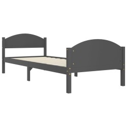 Cadre de lit sans matelas gris foncé bois pin massif 90x200cm 