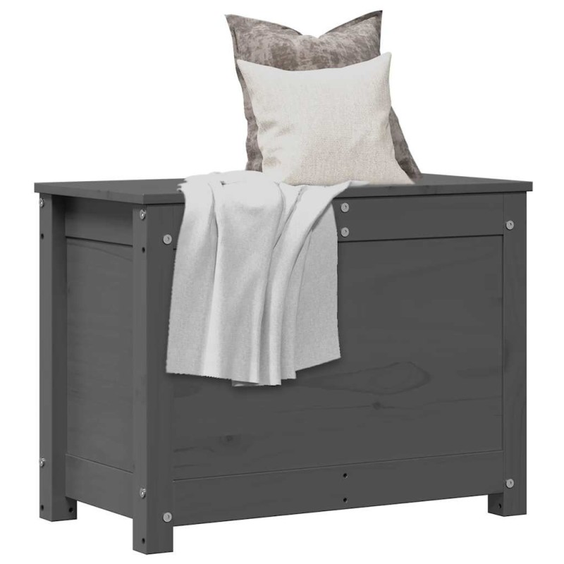 Boîte de rangement Gris 60x32x45,5 cm Bois massif de pin Boîte de rangement Gris 60x32x45,5 cm Bois massif de pin