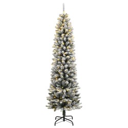 Sapin de Noël artificiel 150 LED et neige floquée 150 cm 