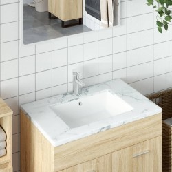 Évier de salle de bain blanc rectangulaire céramique 