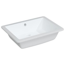Évier de salle de bain blanc rectangulaire céramique 